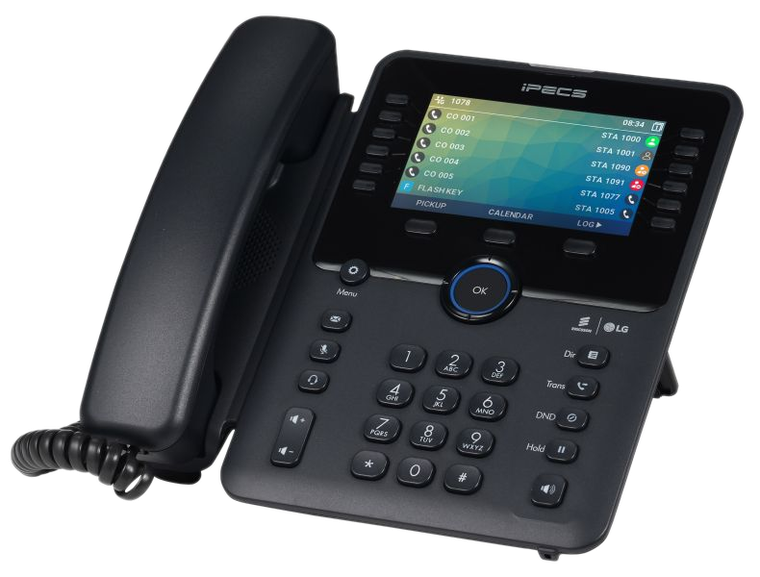 iPECS 1050i advanced Gigabit colour IP phone with 4.3-inch display and 12 self-label keys